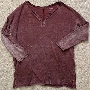 American Eagle V-neck Long Sleeve Thermal Top